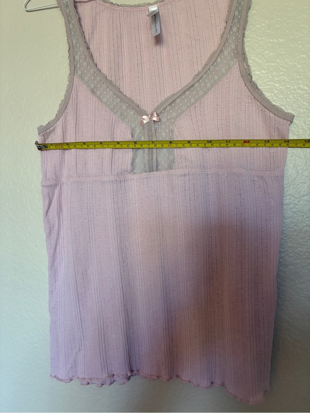 Vintage Old Navy Intimates Babydoll Cami Tank Top Pink Lace-Accent Coquette Y2K - Picture 6 of 8